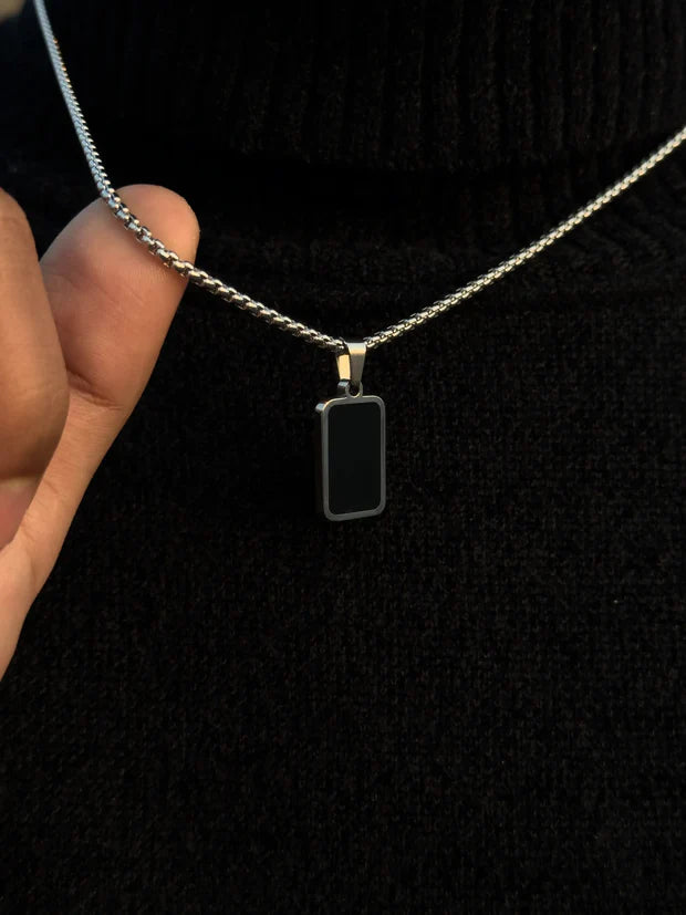 Black Cubic Pendant Necklace