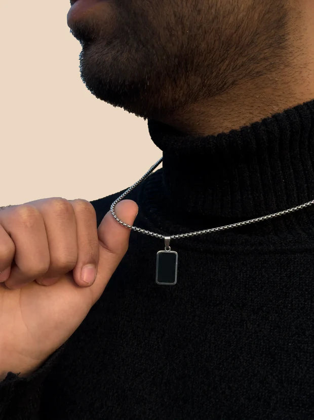 Black Cubic Pendant Necklace