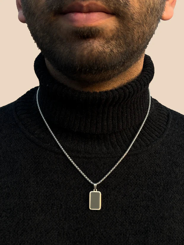 Black Cubic Pendant Necklace