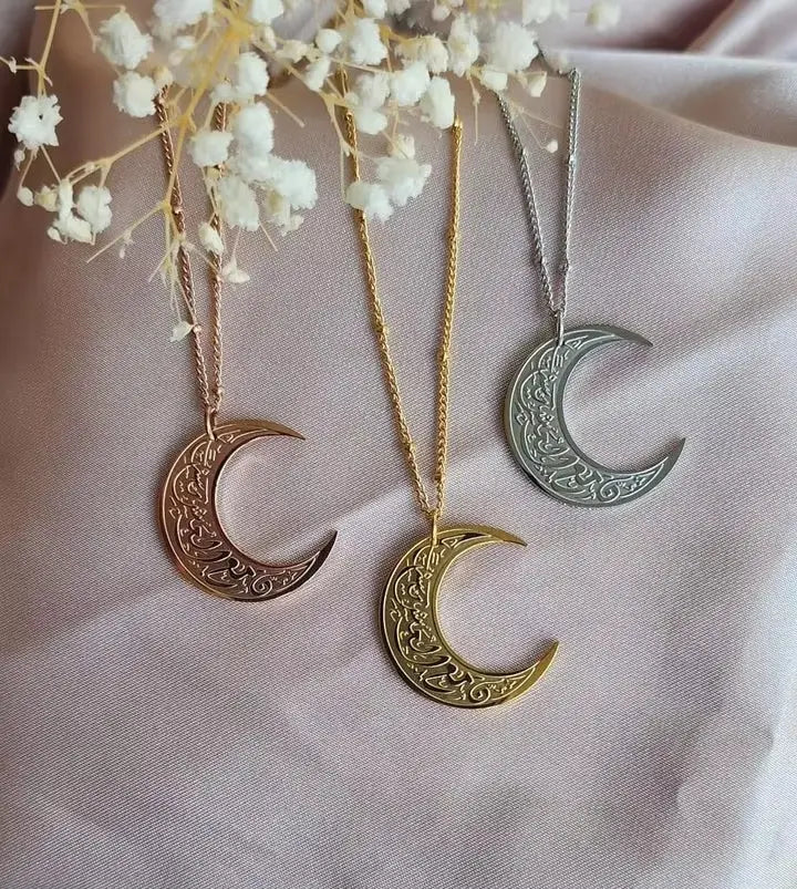 "With Hardship Comes Ease" Crescent Necklace