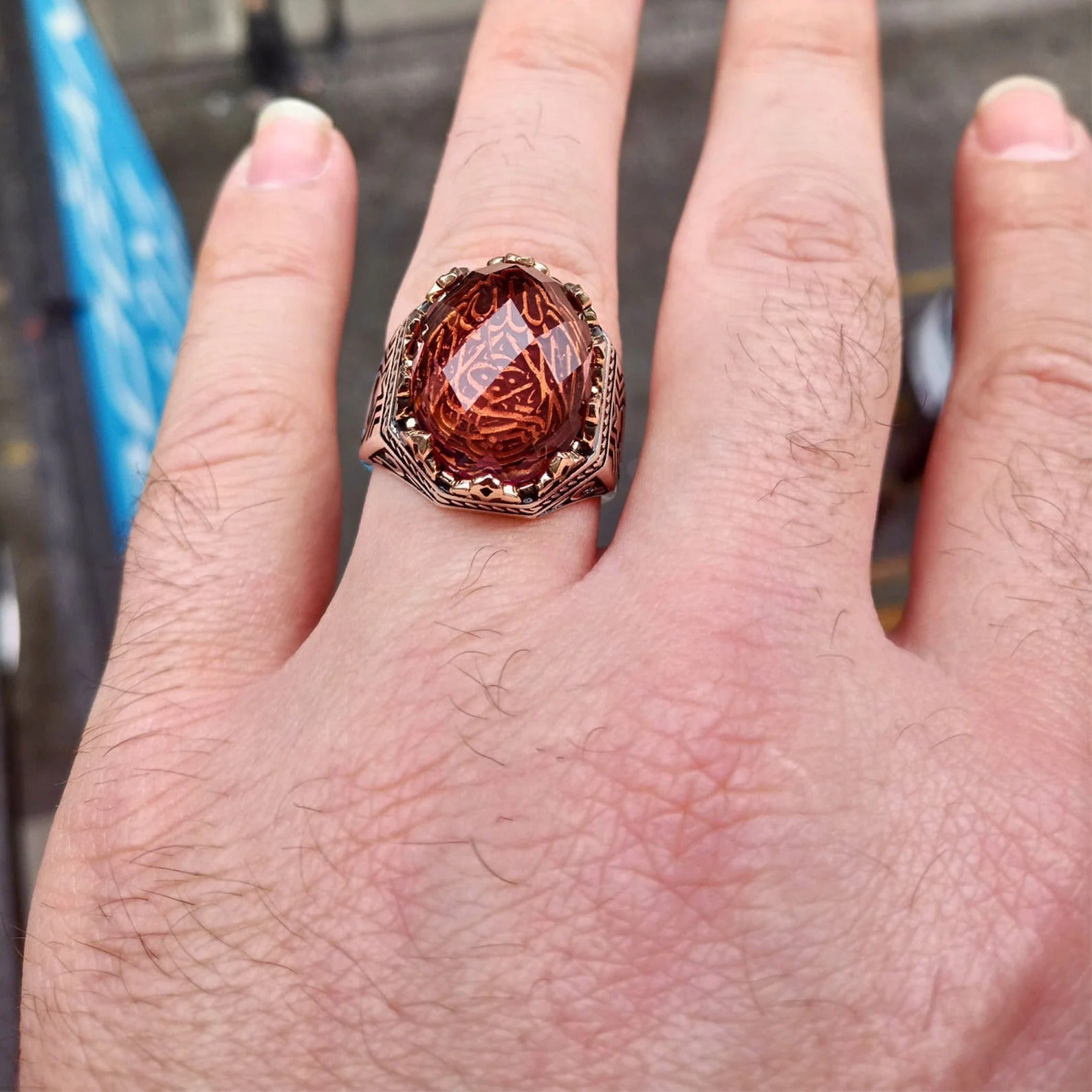925 Sterling Silver Alexandrite Stone Moon Star Ring