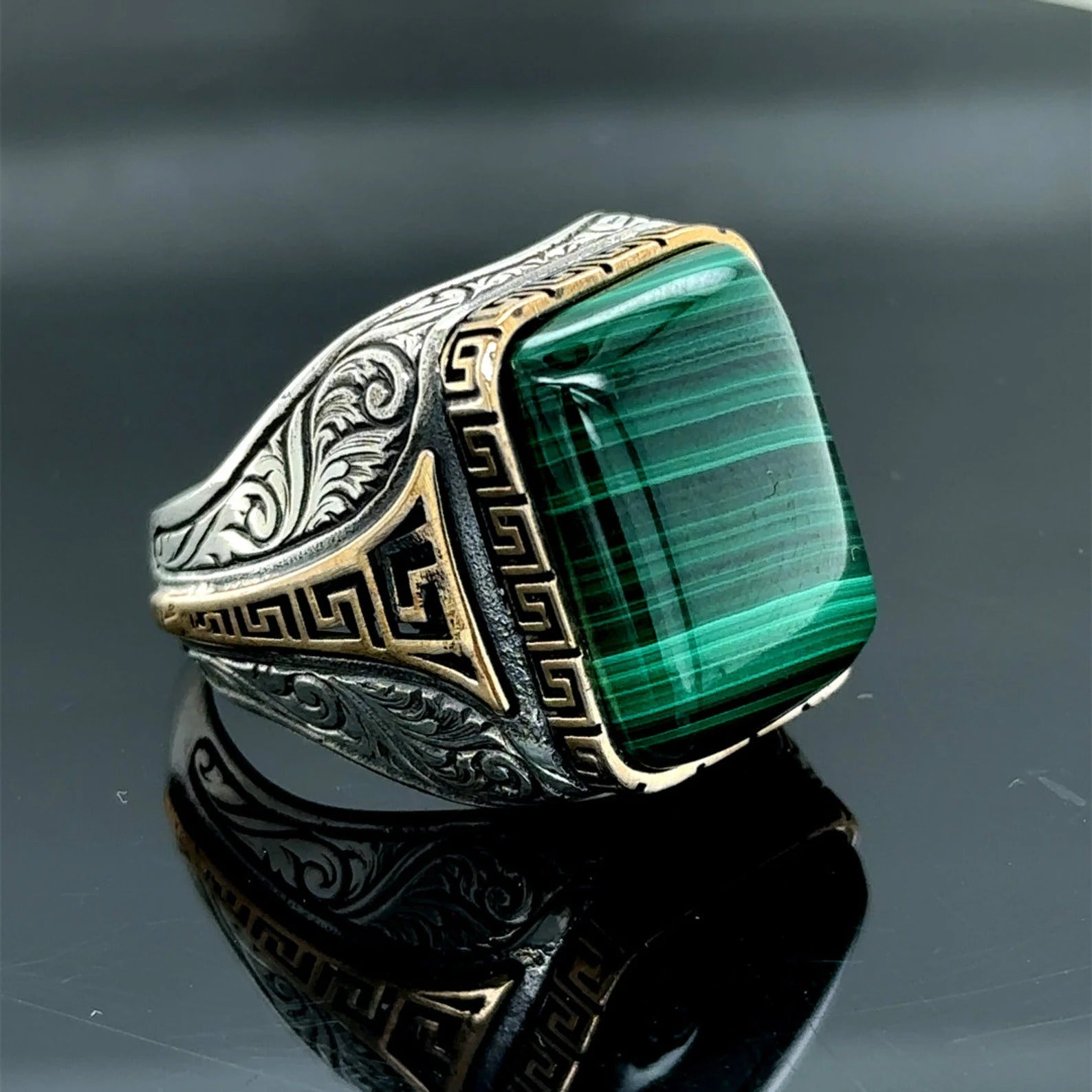 Natural Malachite Gemstone Ring