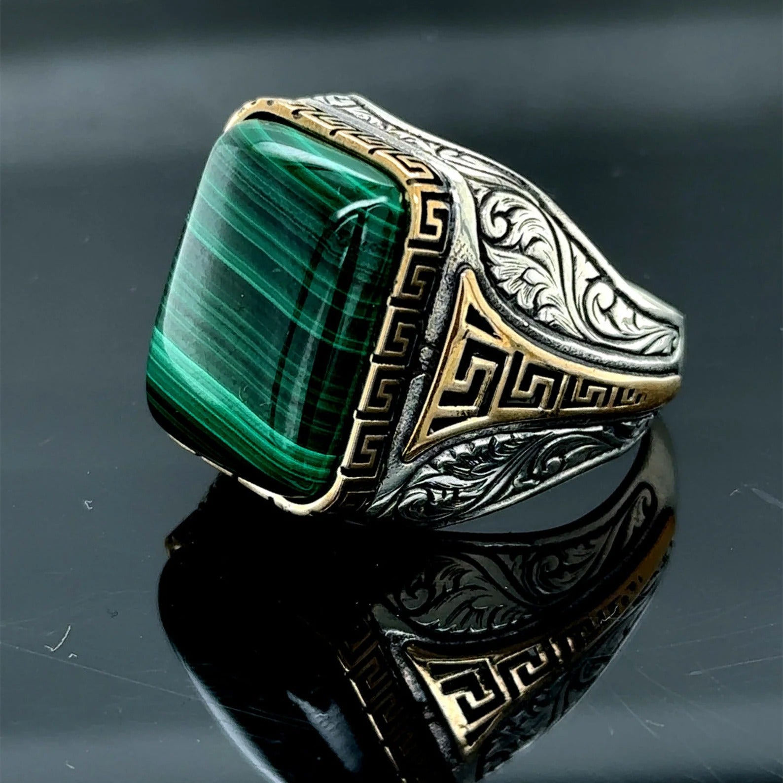 Natural Malachite Gemstone Ring