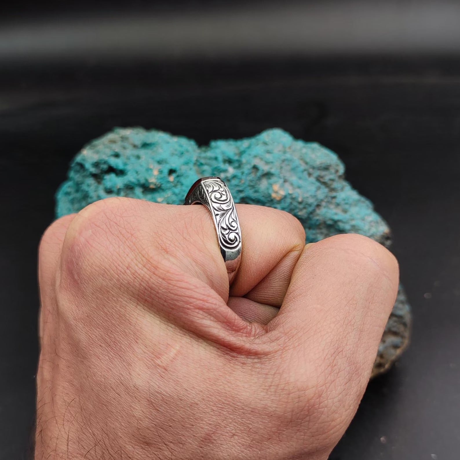 Silver Men's Ring with Kalima Tawhid Written