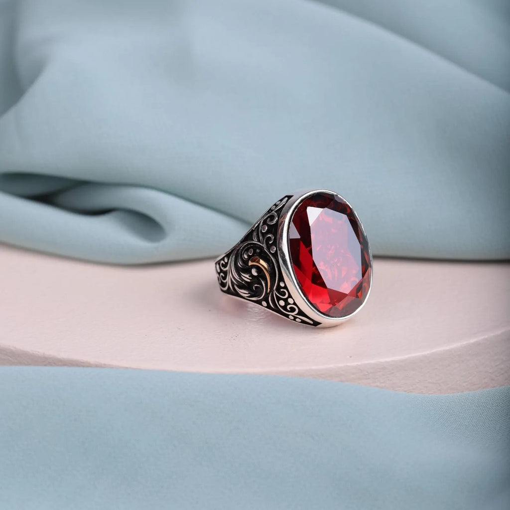 Exquisite Ottoman Style Men's Ring with Multistone