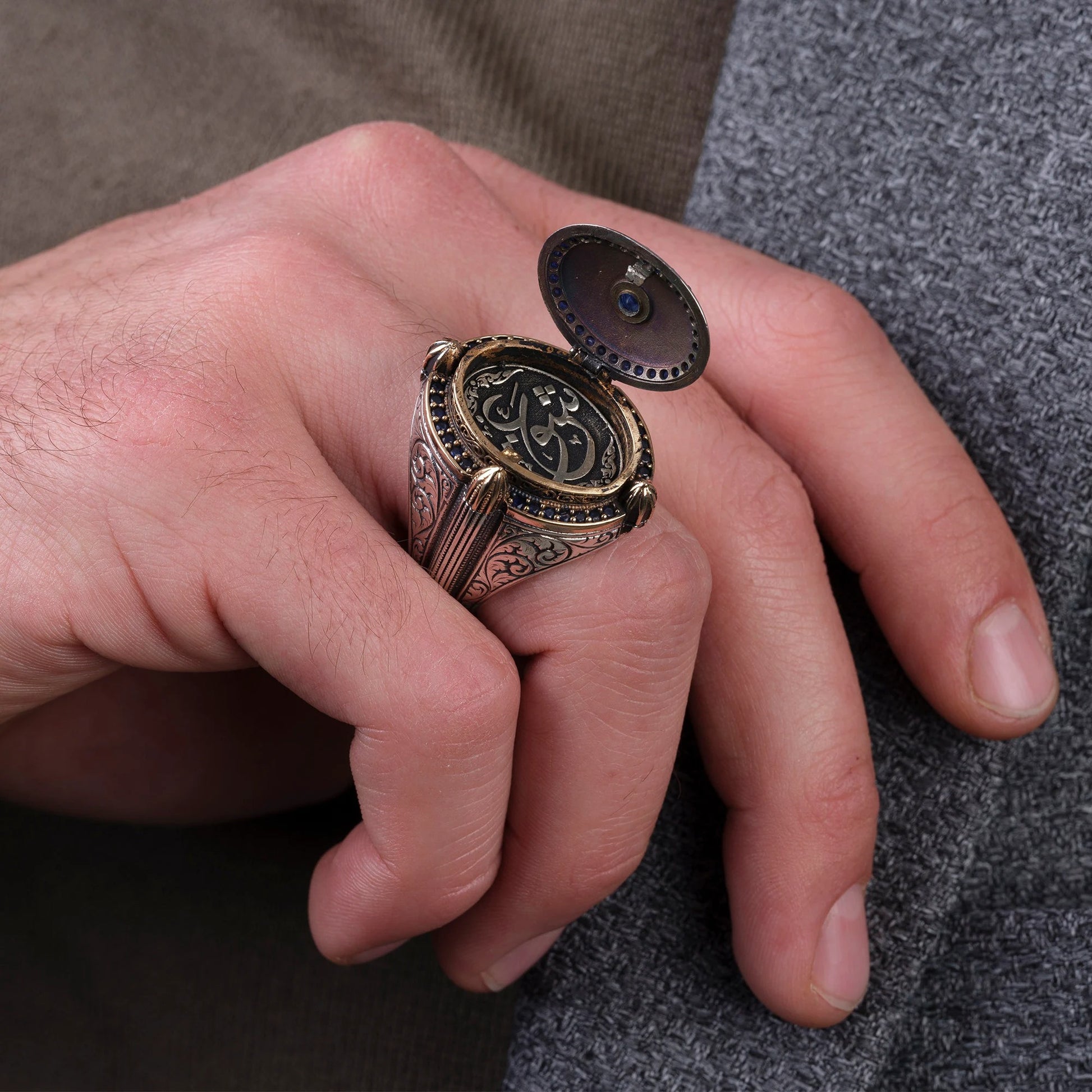Silver Mens Handmade Ring, Islamic Jewelry