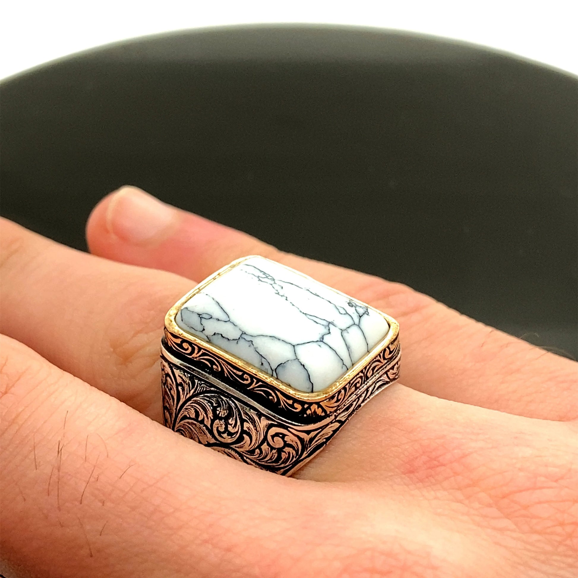 Turquoise Natural Stone Men Rings