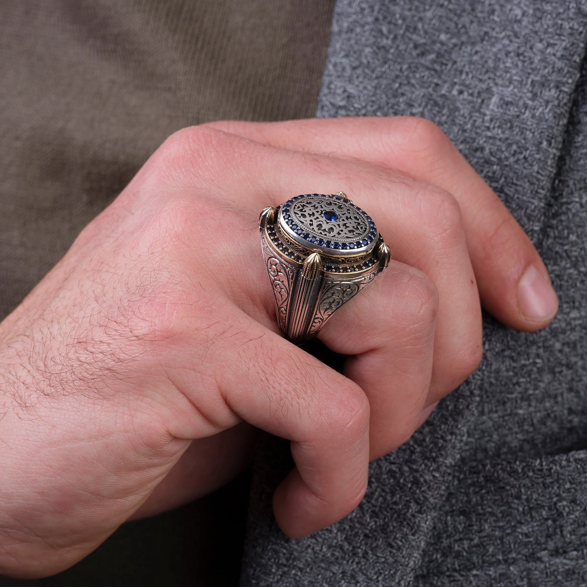 Silver Mens Handmade Ring, Islamic Jewelry