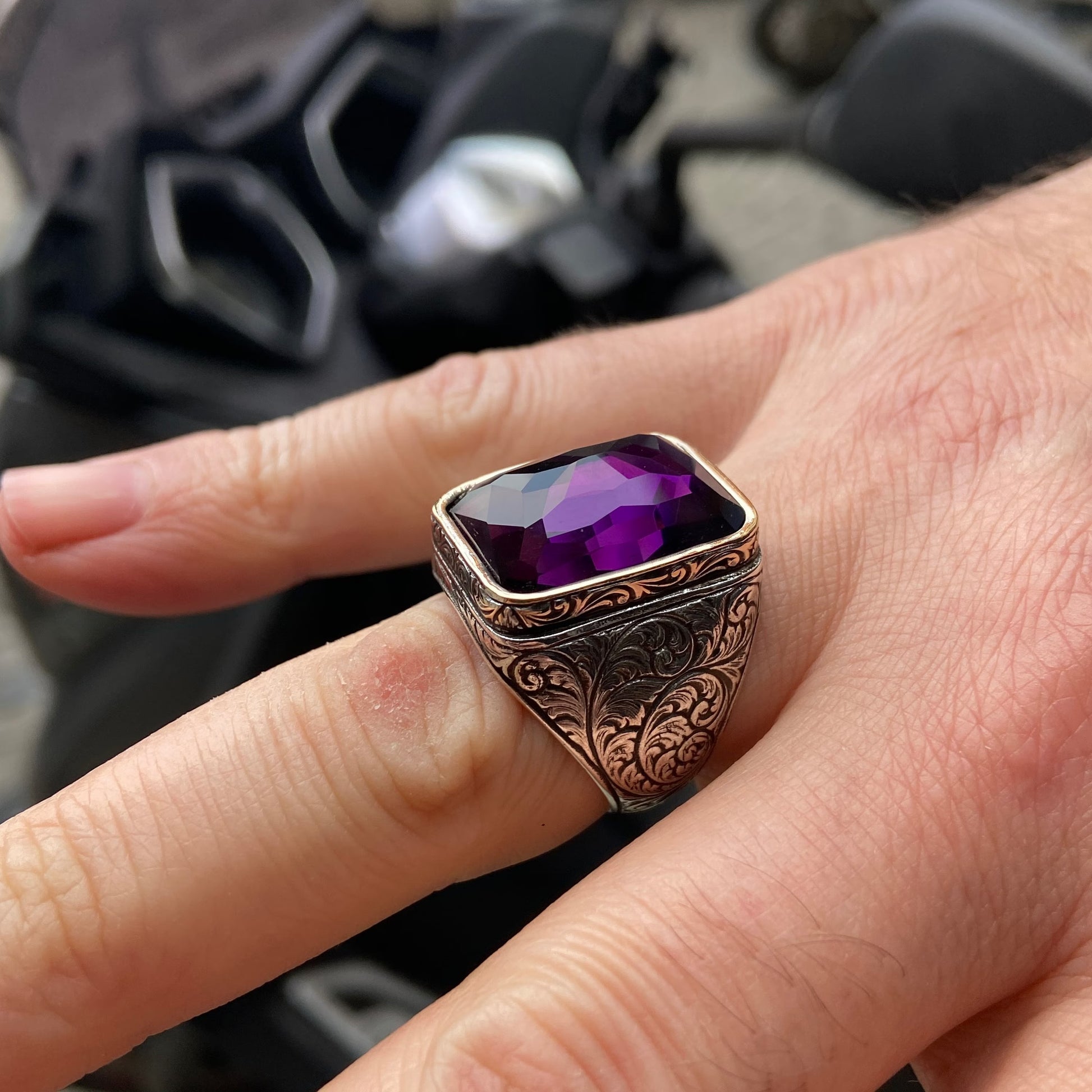 Mens Handmade Amethyst Men's Ring