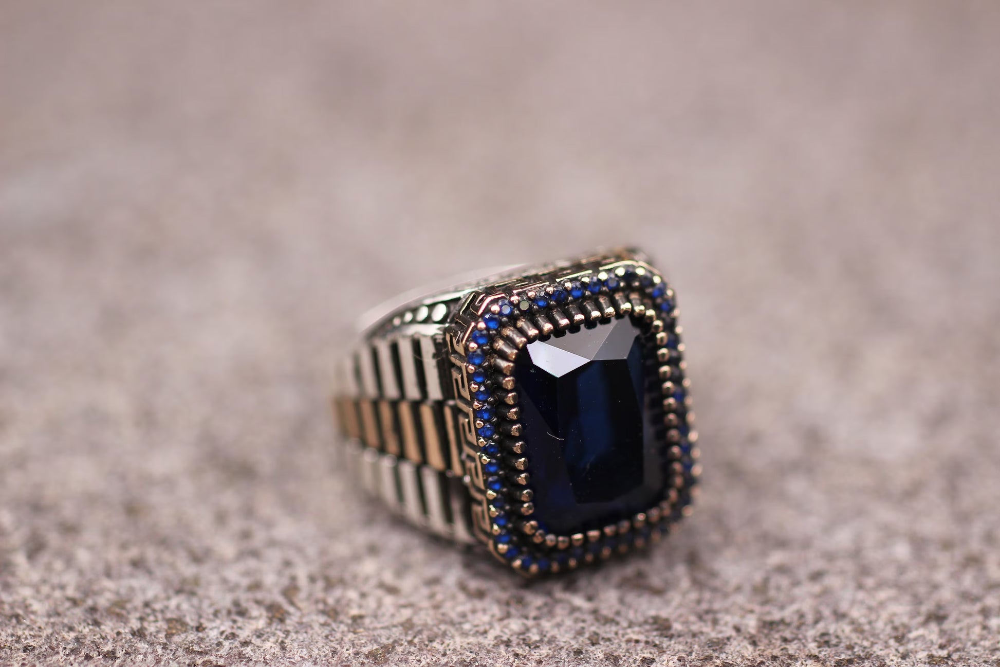 Sapphire Men Ottoman Style Ring