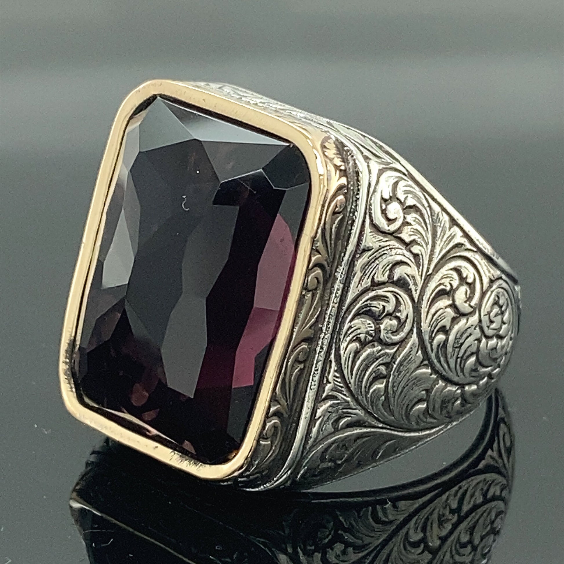 Mens Handmade Amethyst Men's Ring