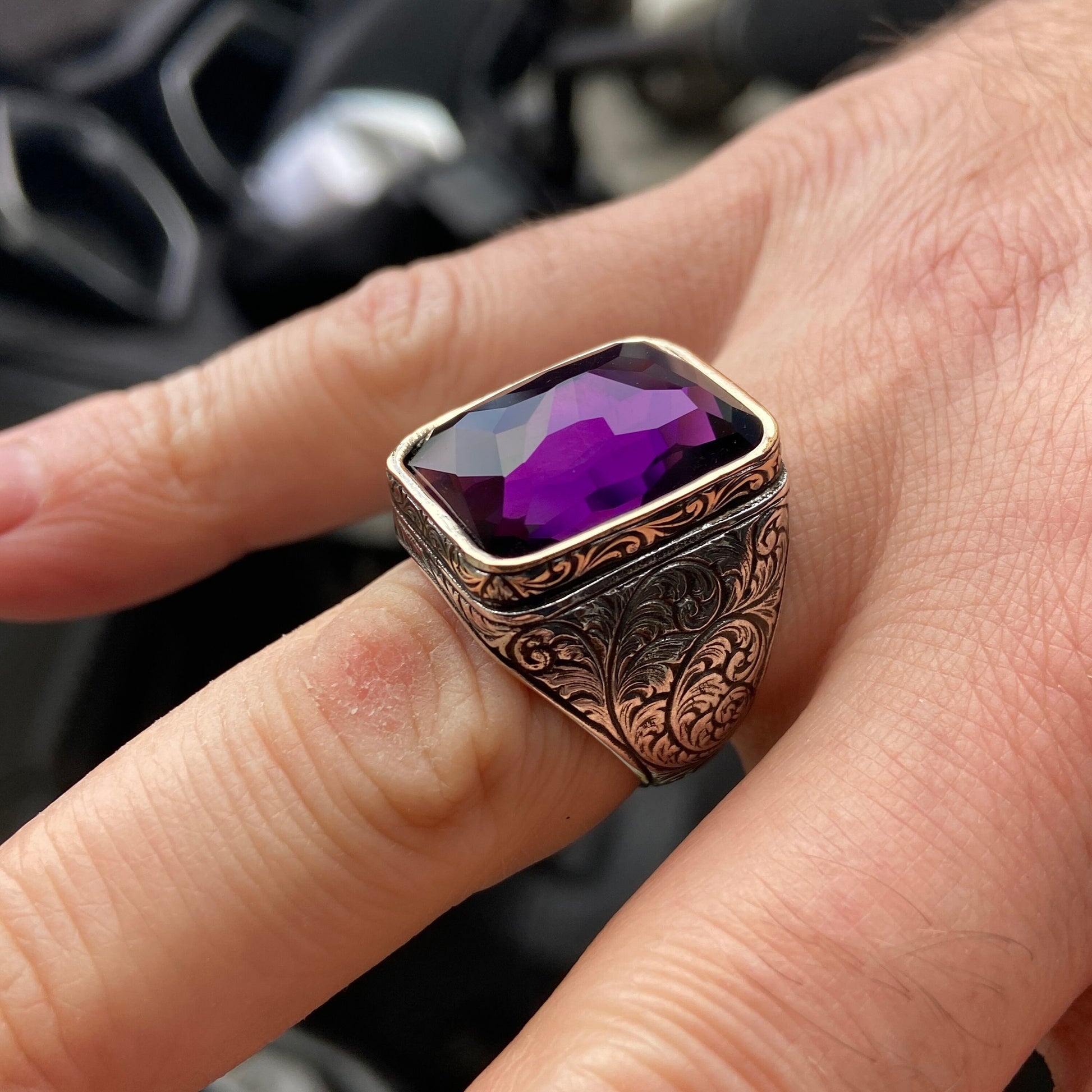 Mens Handmade Amethyst Men's Ring