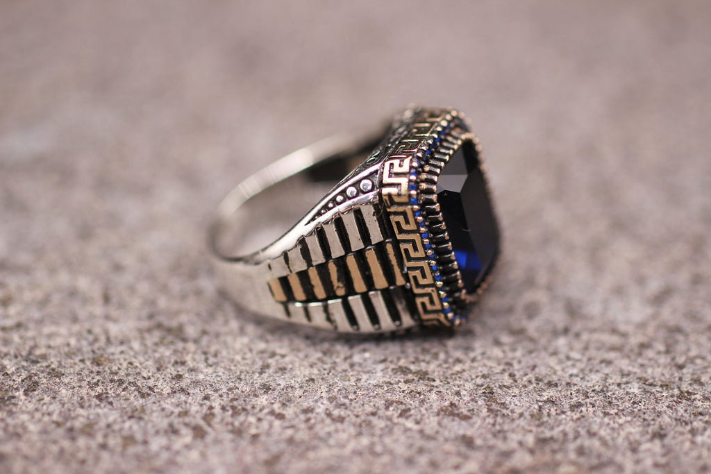 Sapphire Men Ottoman Style Ring