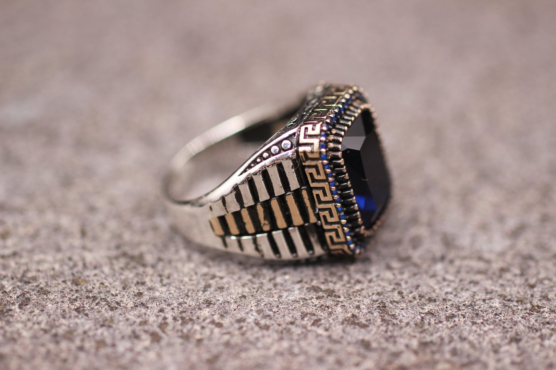 Sapphire Men Ottoman Style Ring