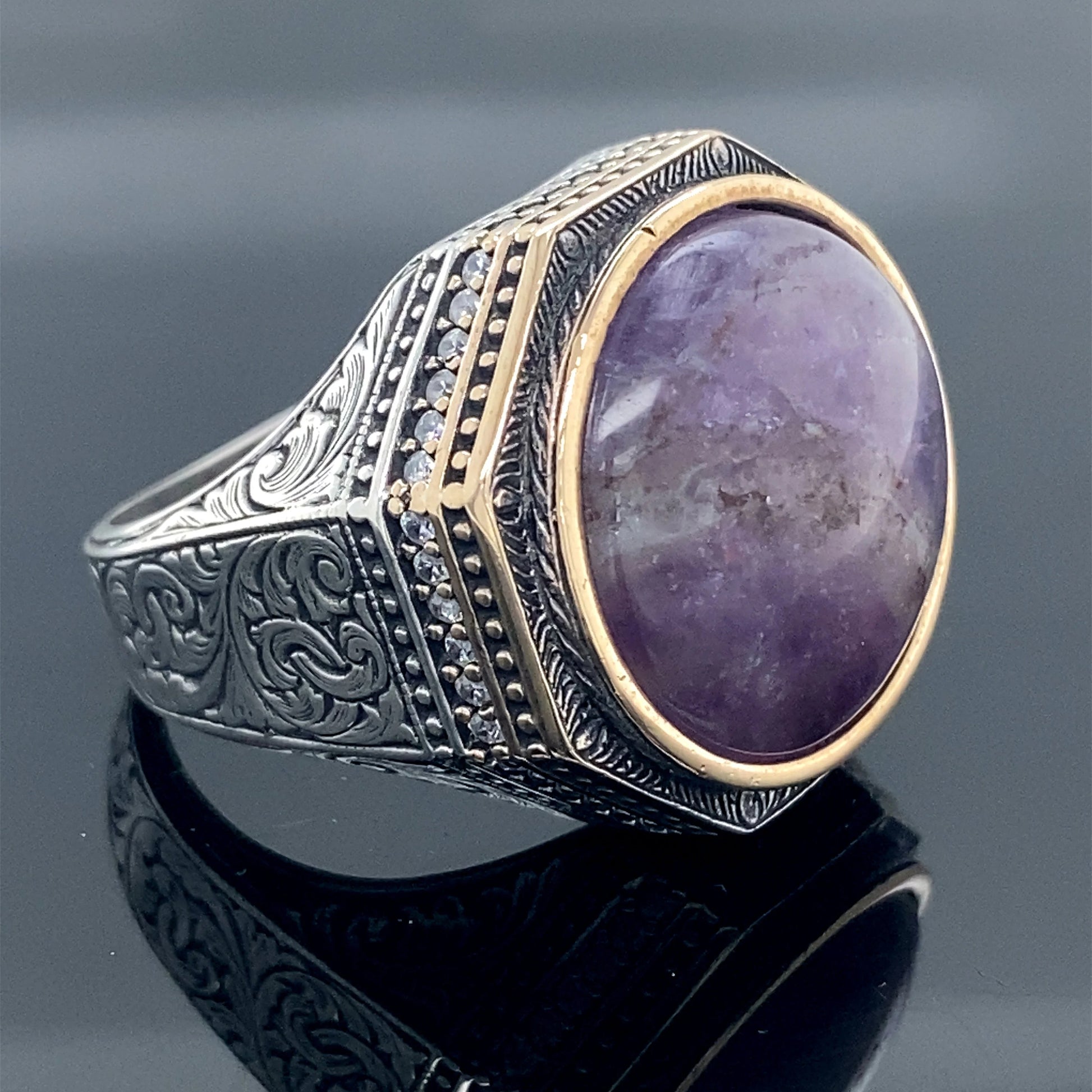 Natural Amethyst Men's Ring