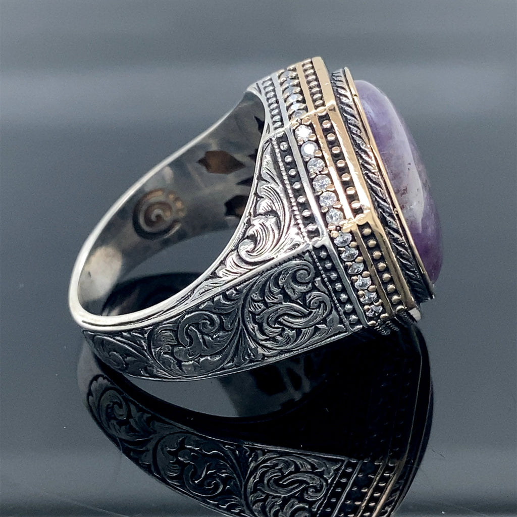 Natural Amethyst Men's Ring