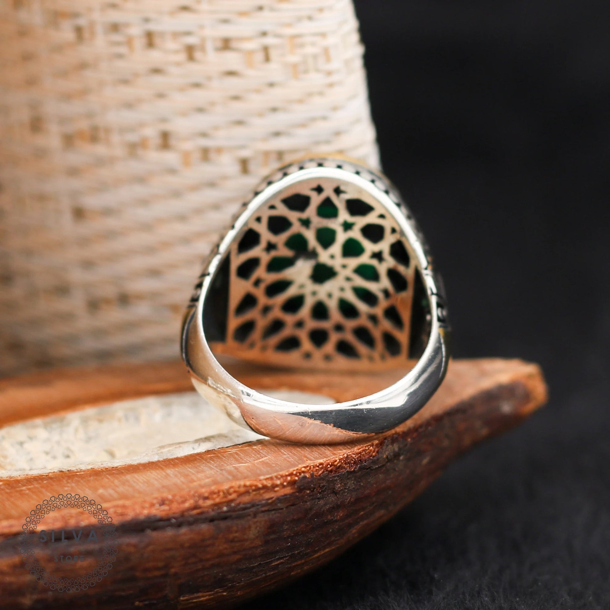 Agate Aqeeq Men Silver Ring