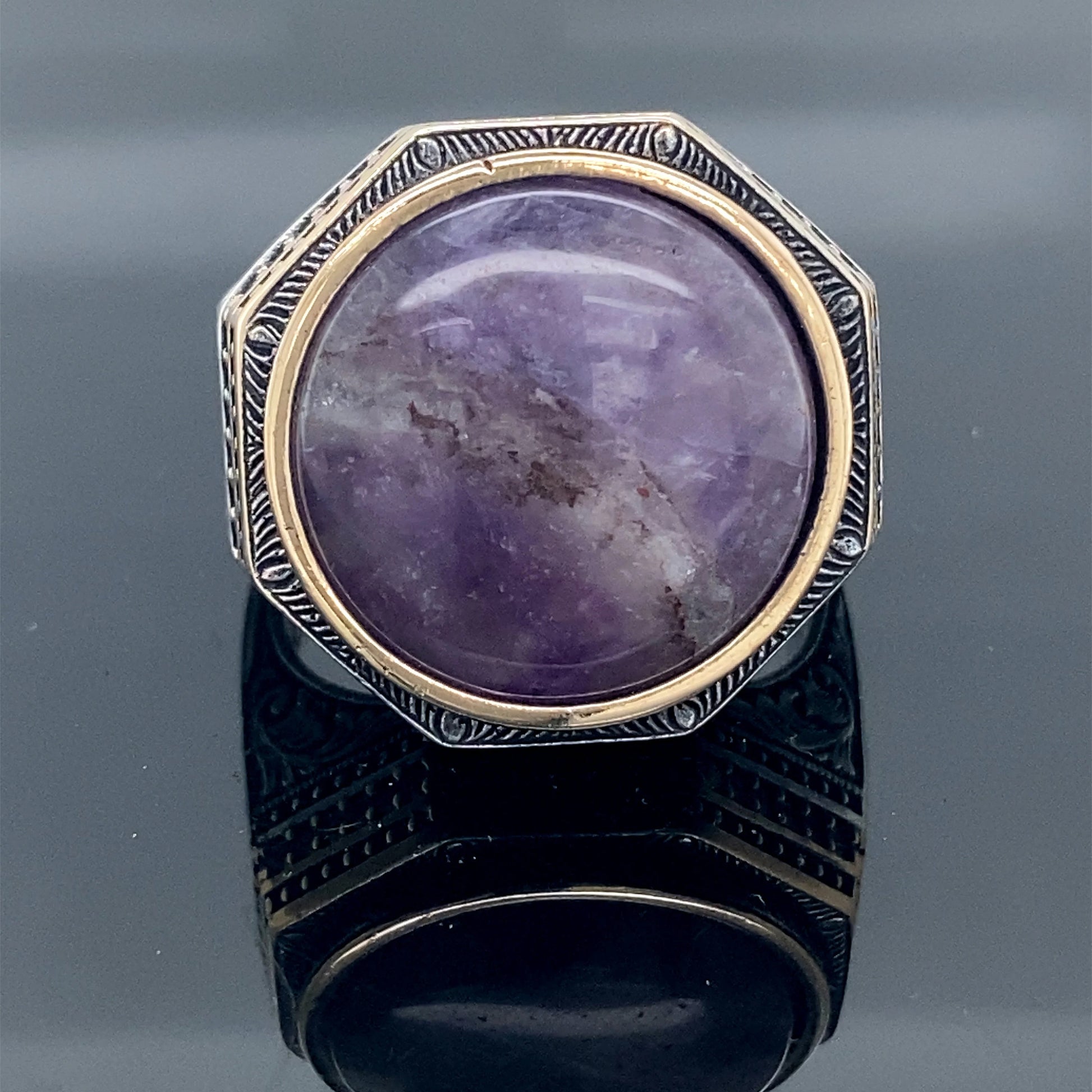 Natural Amethyst Men's Ring