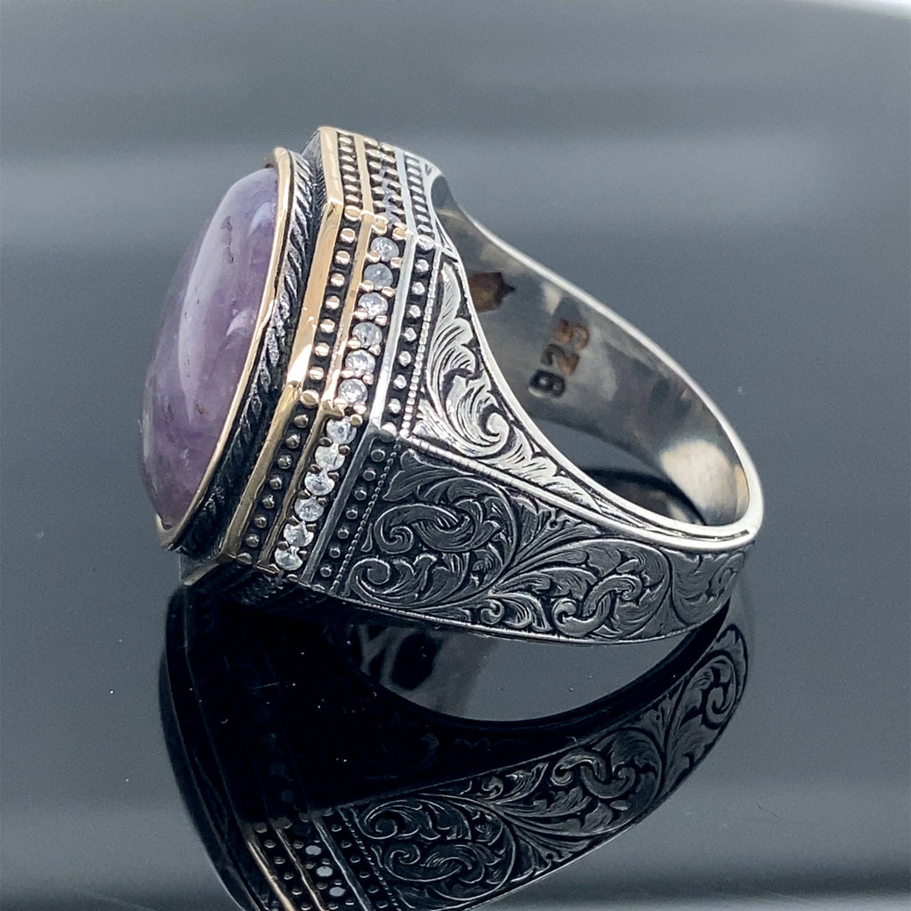 Natural Amethyst Men's Ring