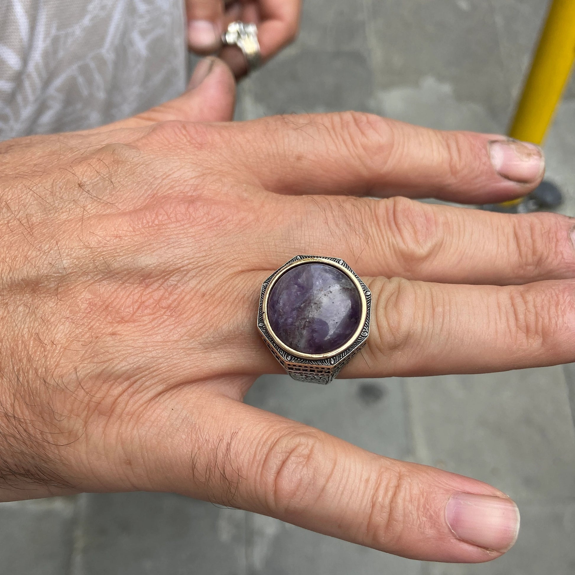Natural Amethyst Men's Ring