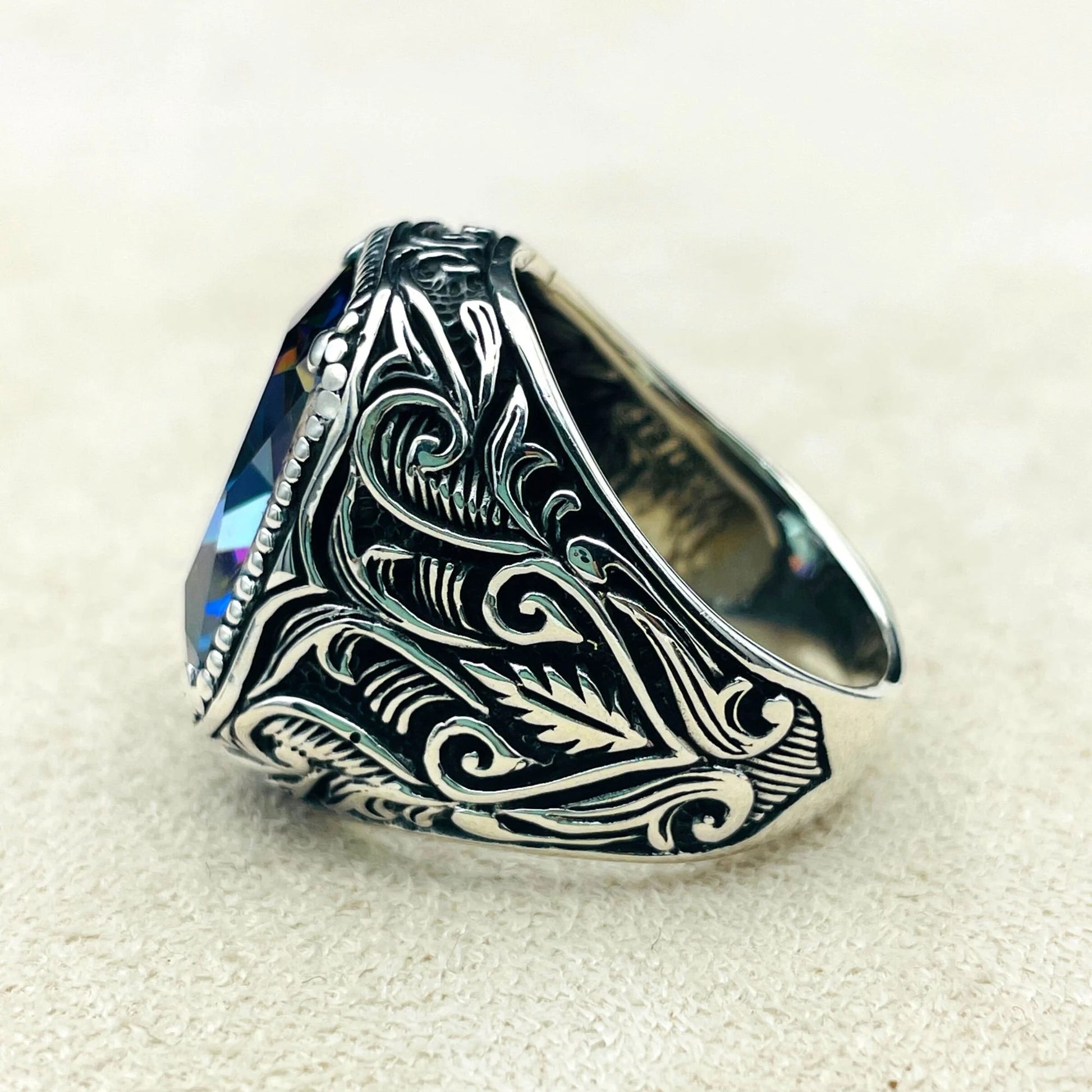Mystic Topaz Multi Color Stone Ring Men