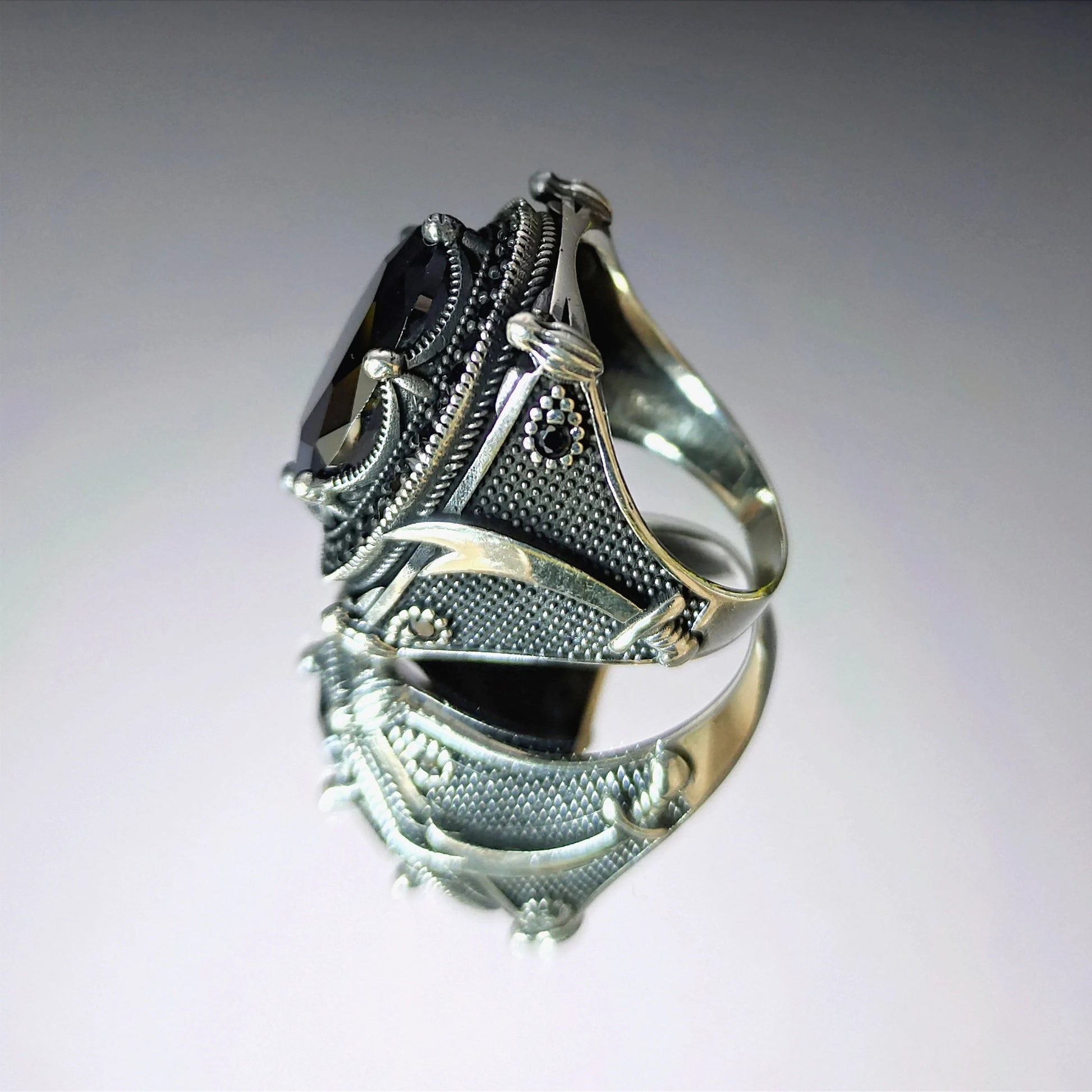 Black Zircon Stone Ring