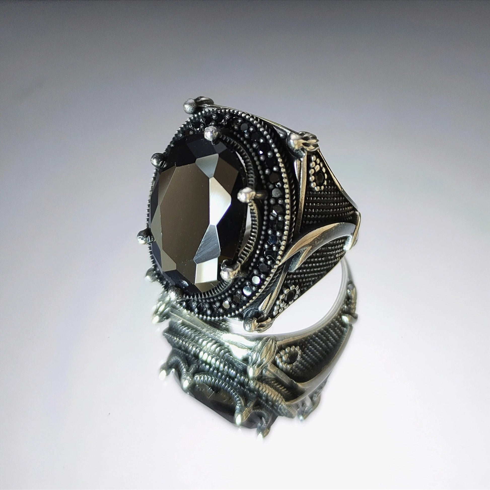 Black Zircon Stone Ring
