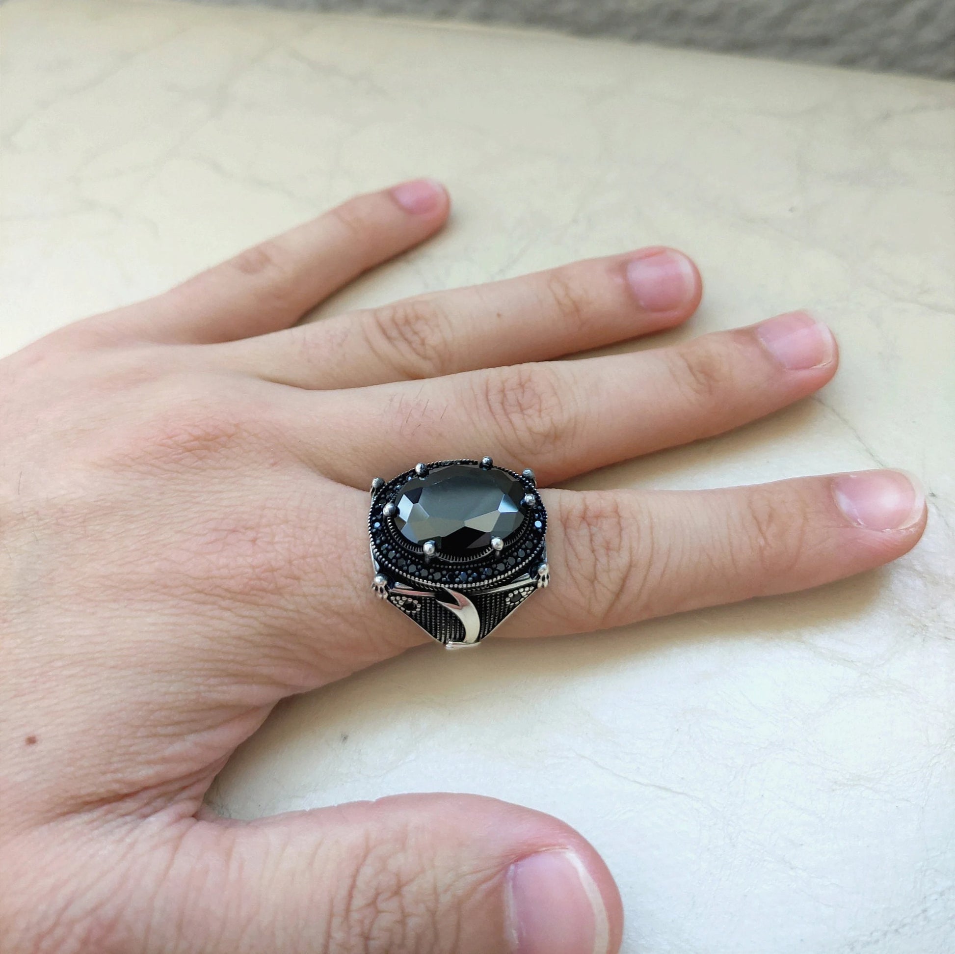 Black Zircon Stone Ring