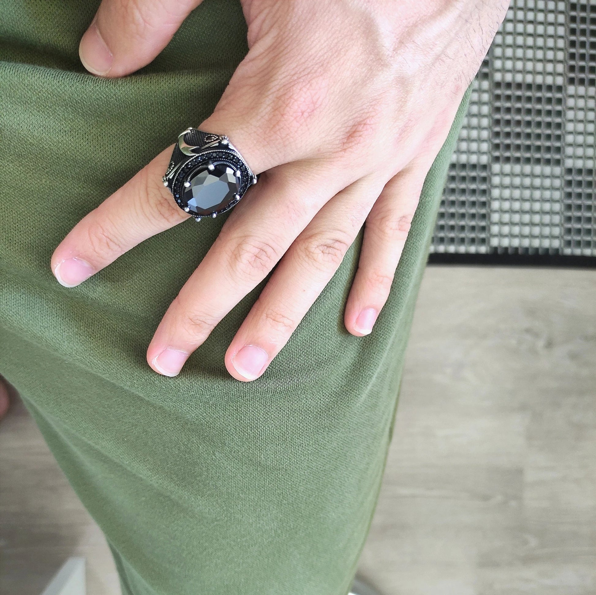 Black Zircon Stone Ring