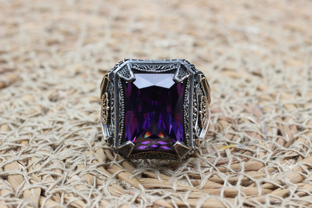 Amethyst Men' Handmade Ring