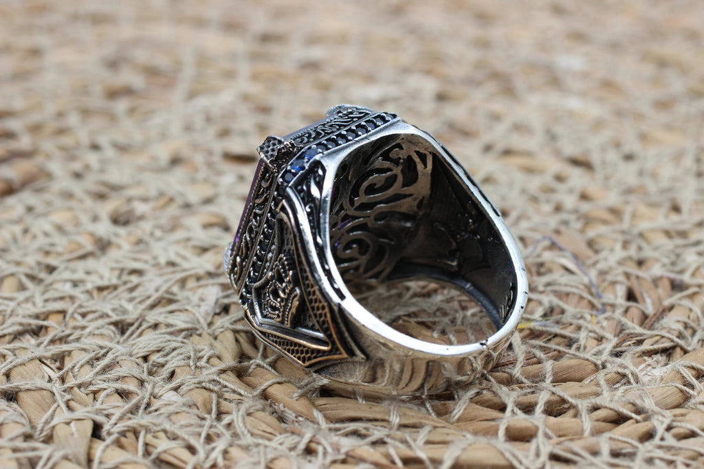Amethyst Men' Handmade Ring