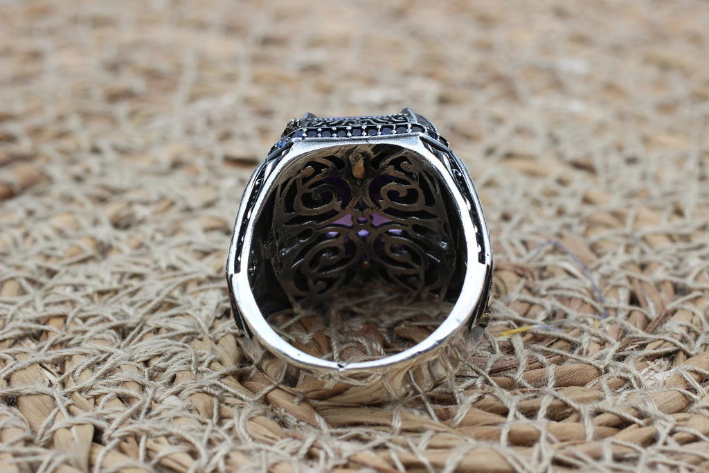 Amethyst Men' Handmade Ring