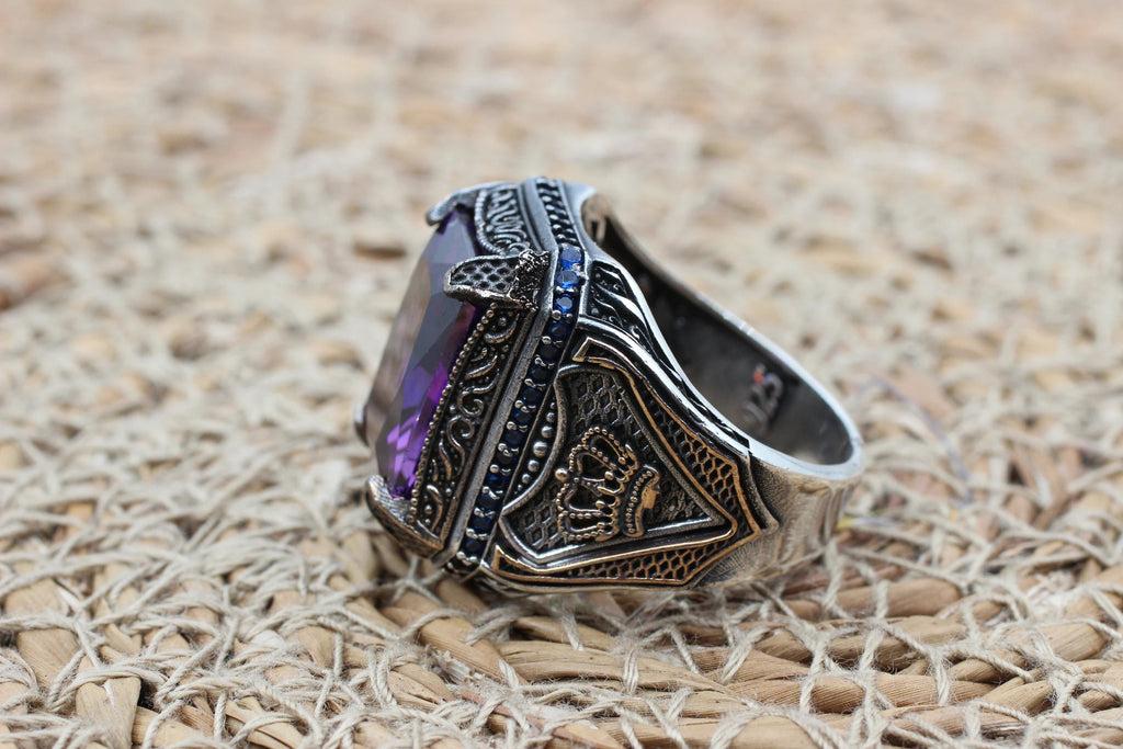 Amethyst Men' Handmade Ring