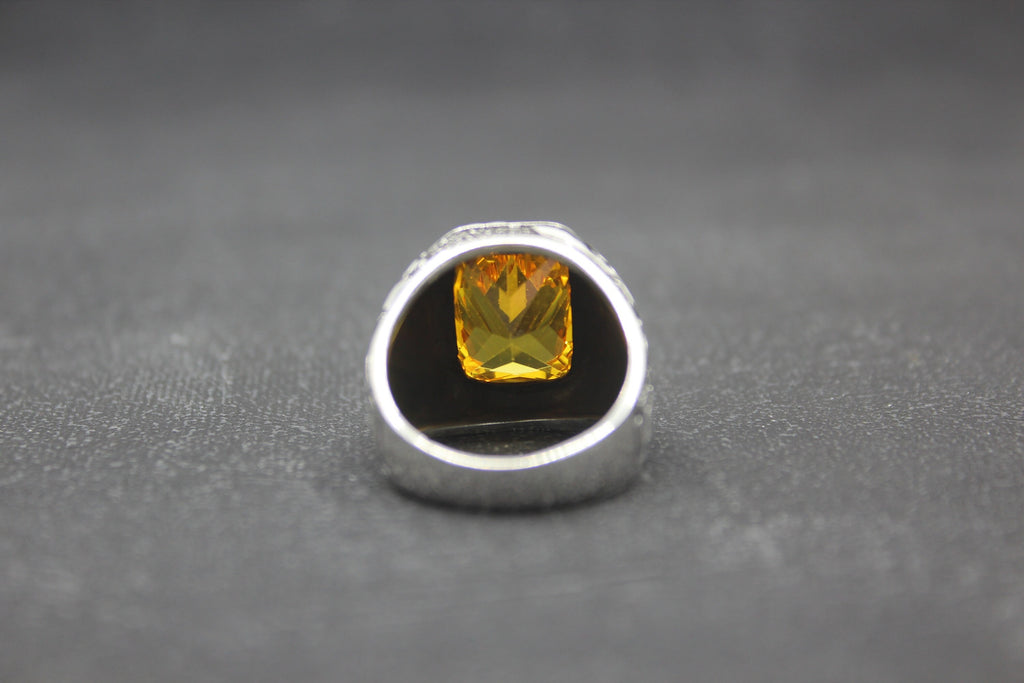 Citrine Stone 925 Sterling Silver Men's Ring