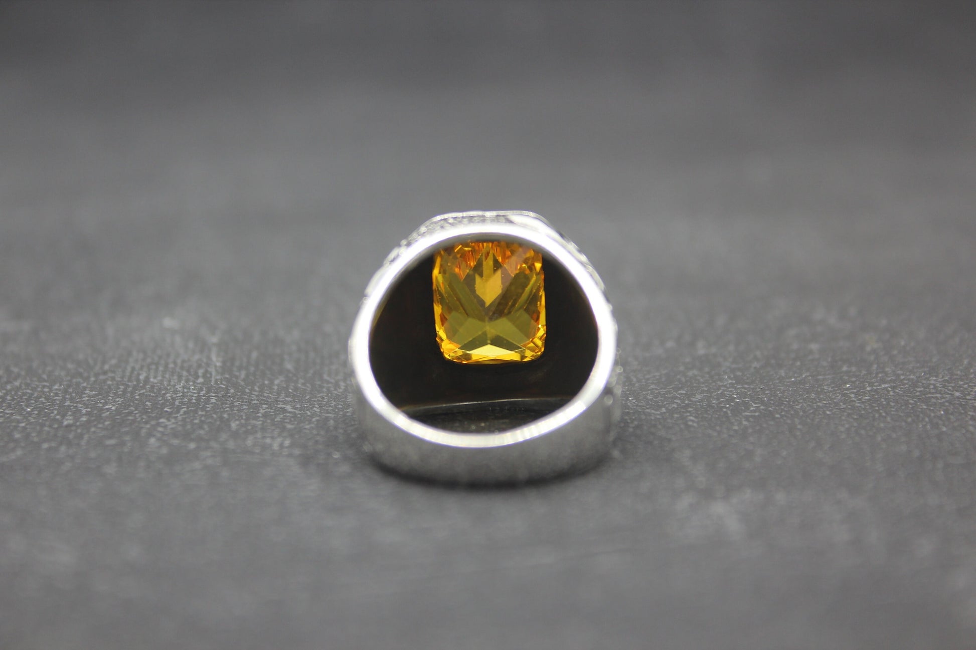 Citrine Stone 925 Sterling Silver Men's Ring