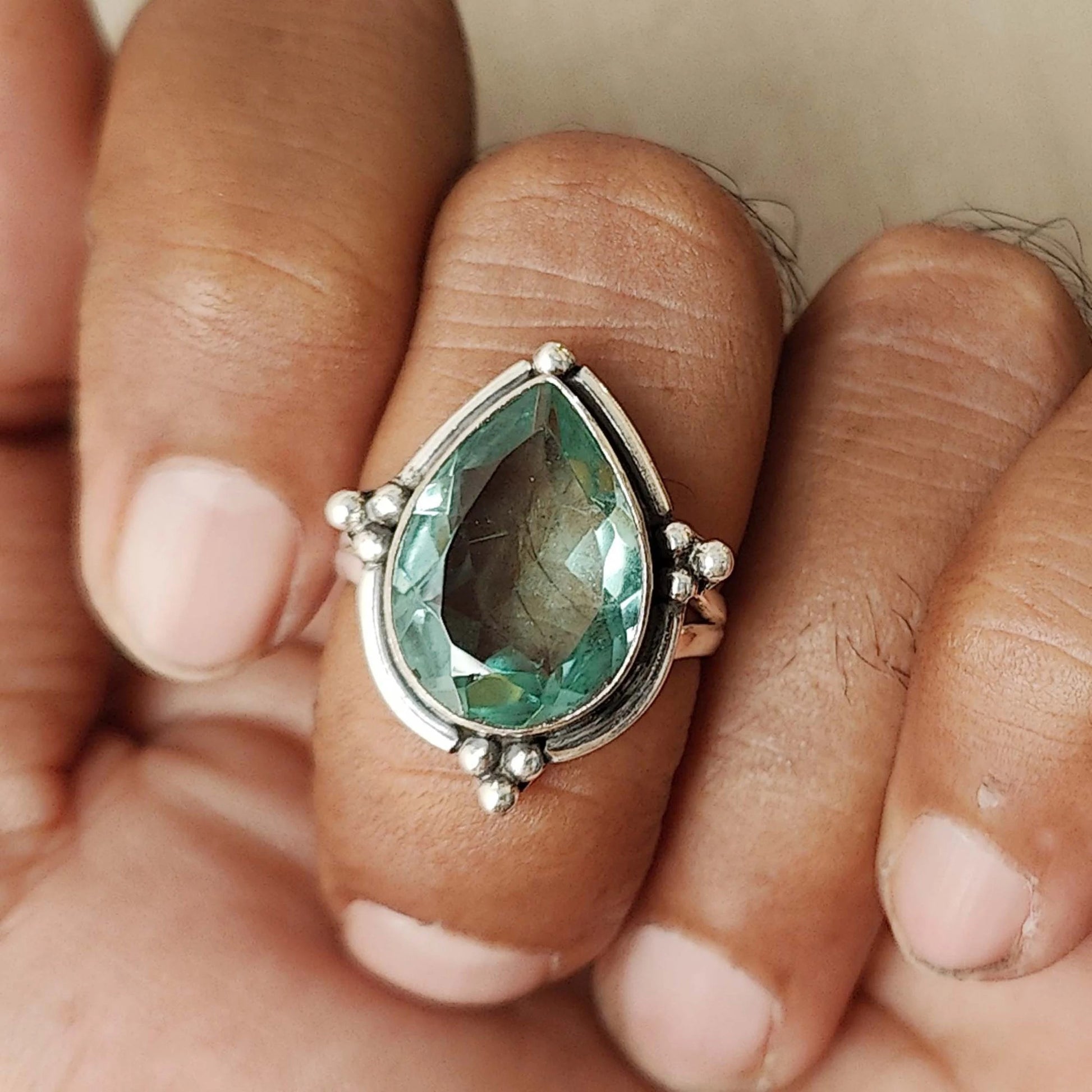 Aquamarine Ring 925 Silver Ring