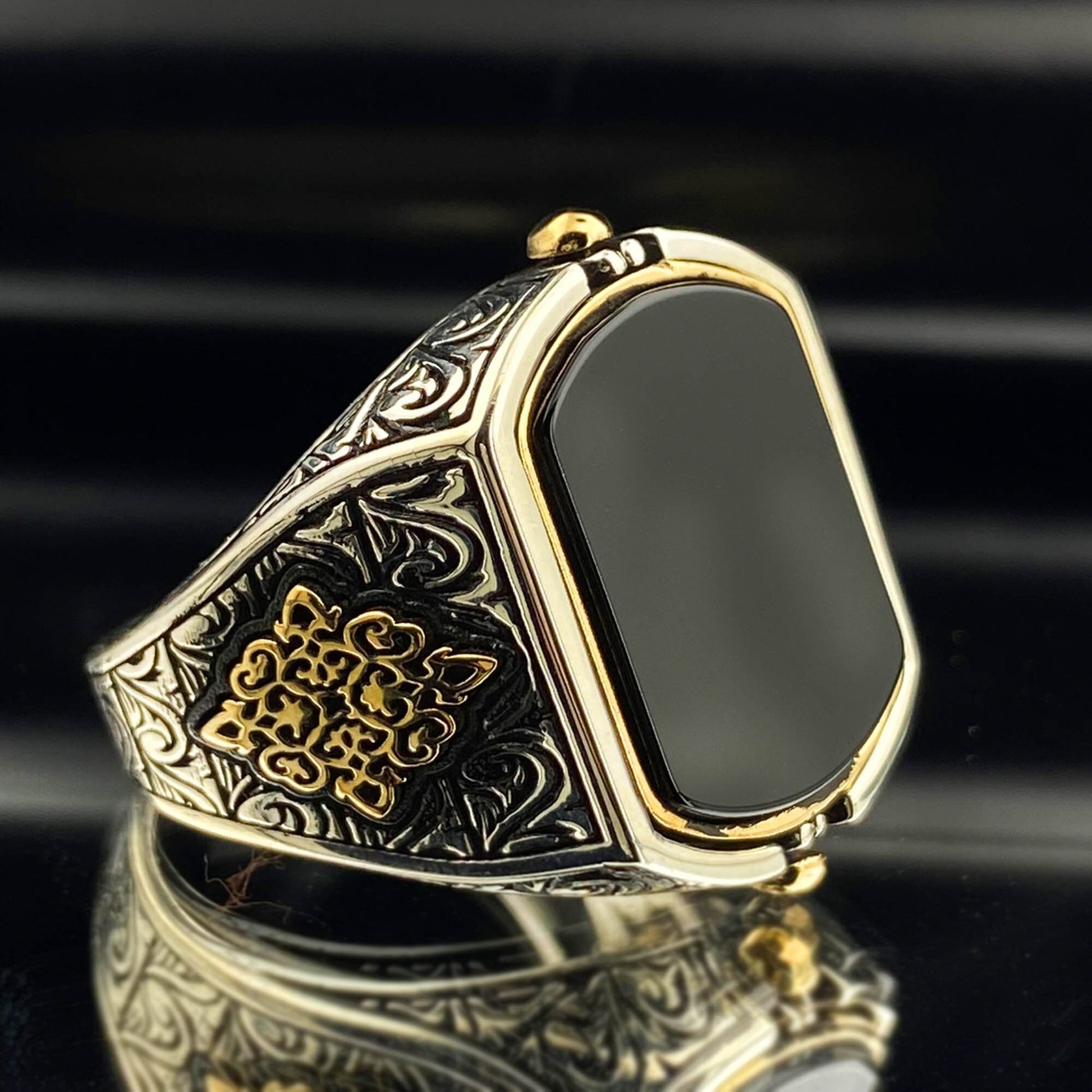 Onyx Islamic Handmade Silver Ring