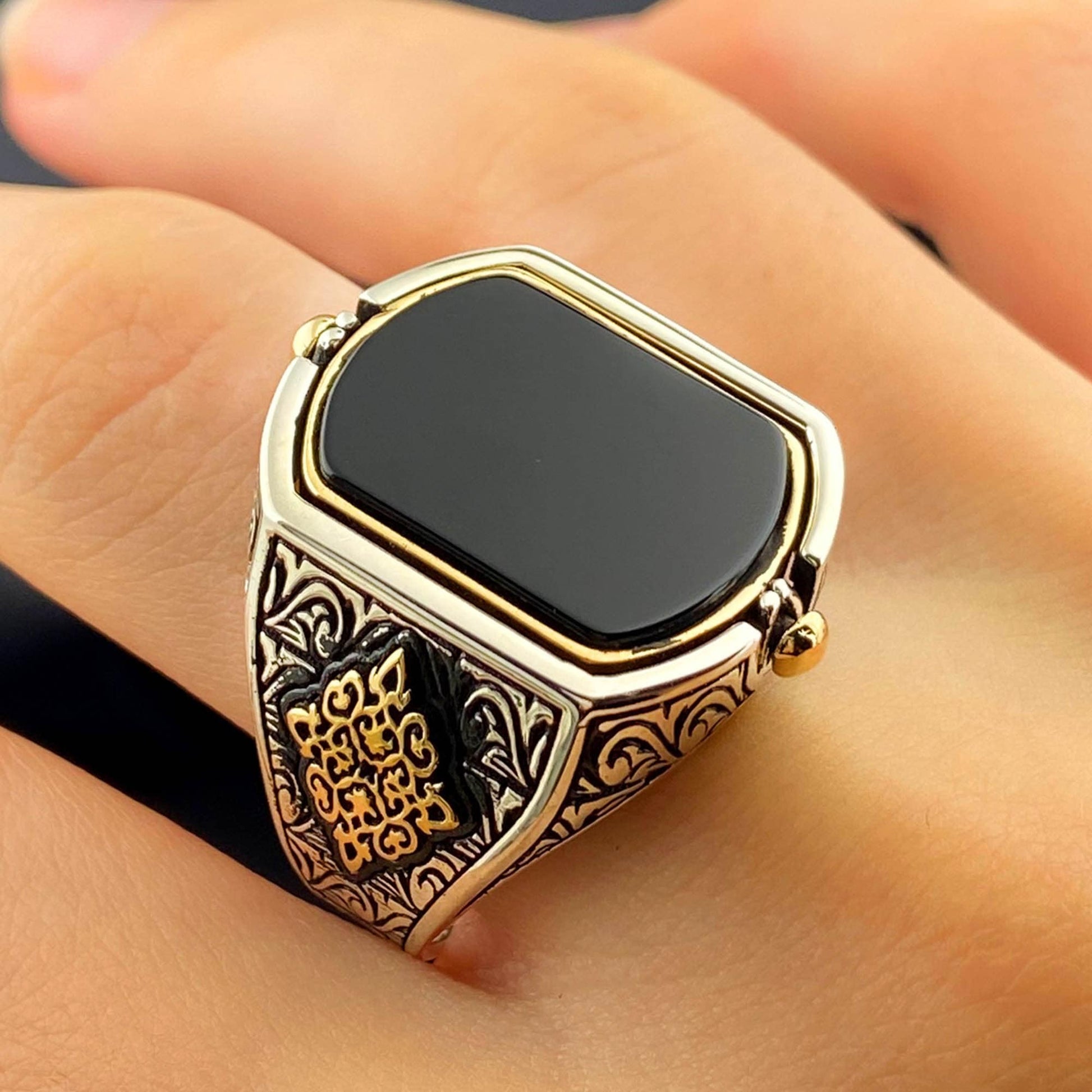 Onyx Islamic Handmade Silver Ring