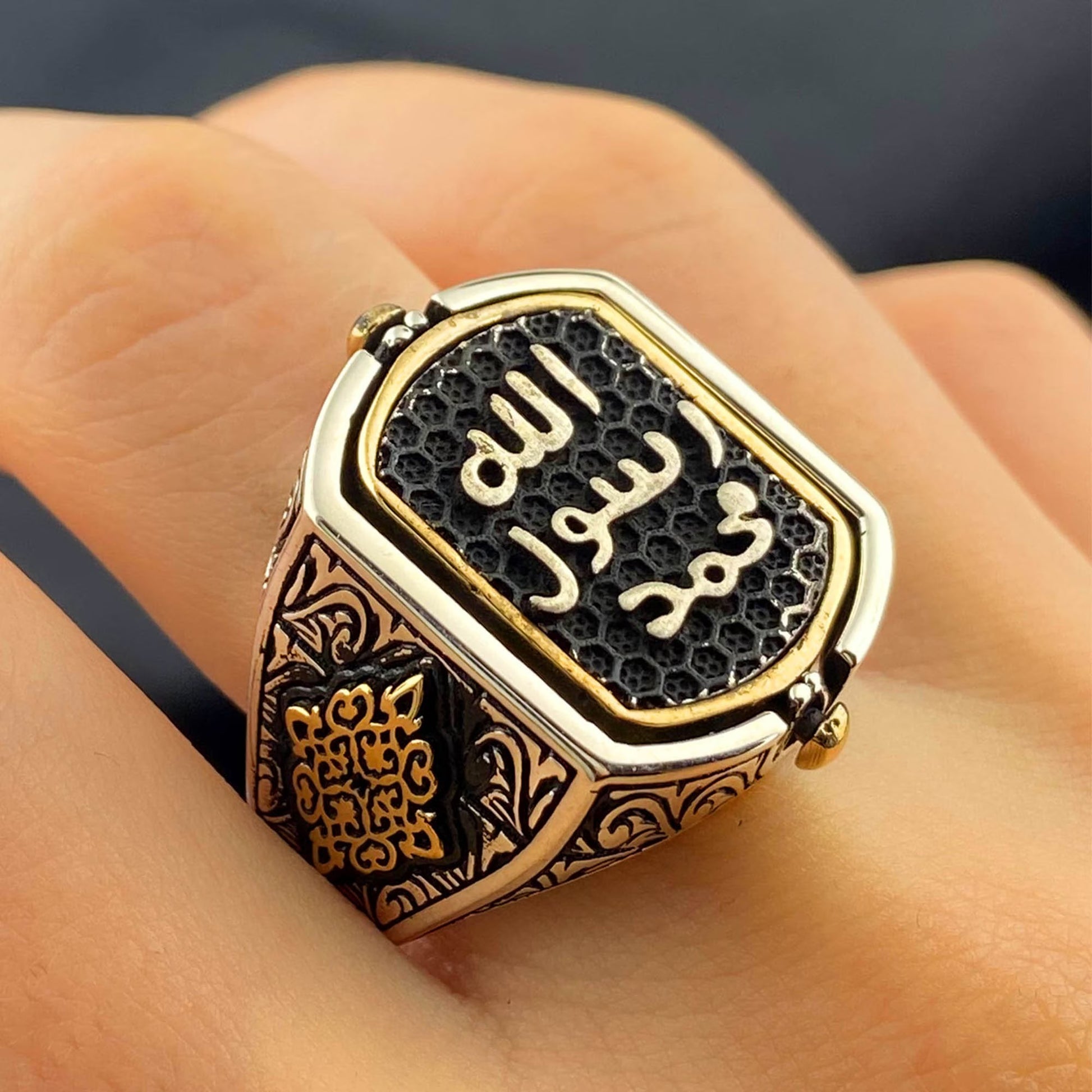 Onyx Islamic Handmade Silver Ring