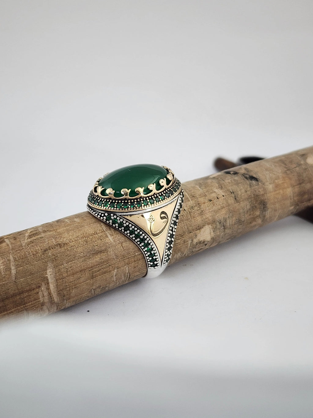 Sterling Silver Green Agate Ring