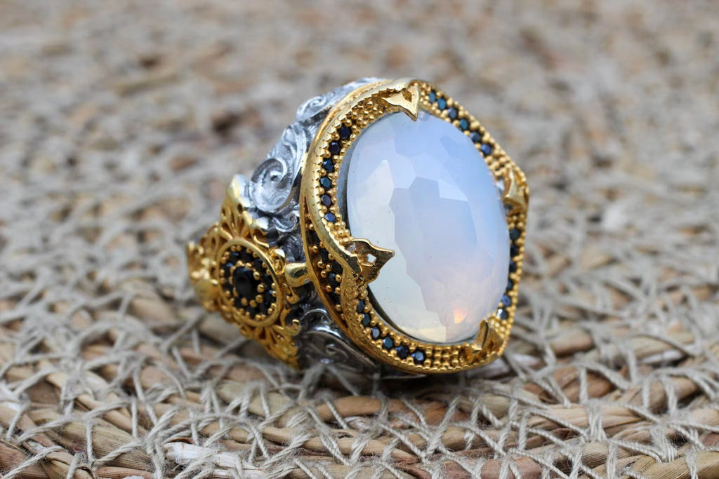 Moonstone Men's Ring, Handmade Ring
