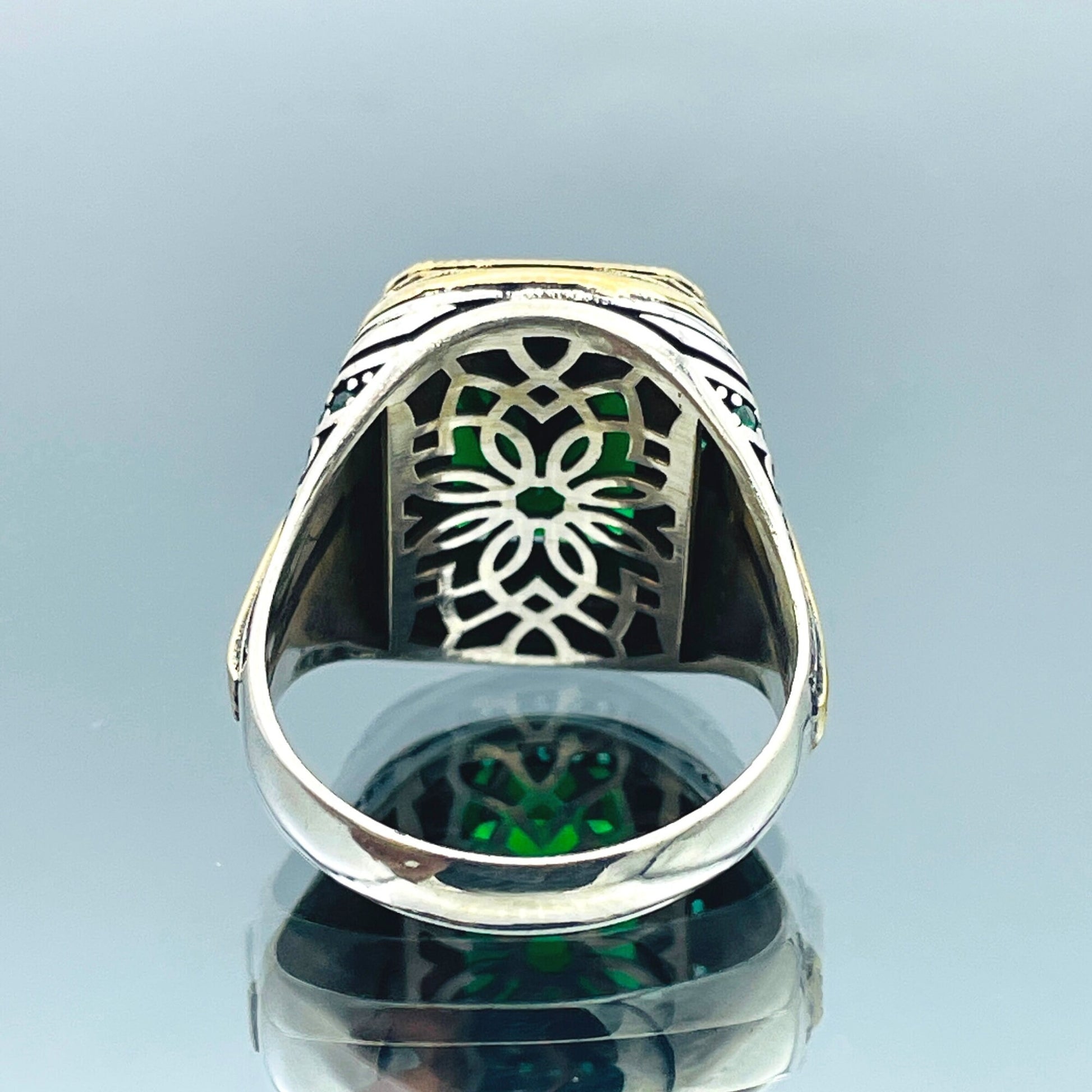 Emerald Silver Men Green Stone Ring