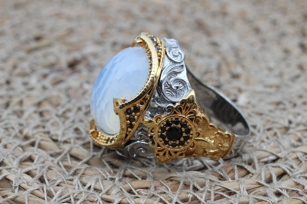 Moonstone Men's Ring, Handmade Ring
