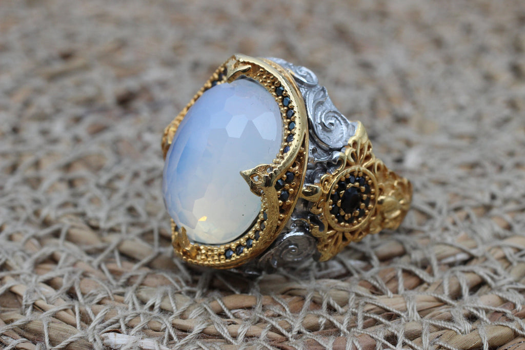 Moonstone Men's Ring, Handmade Ring