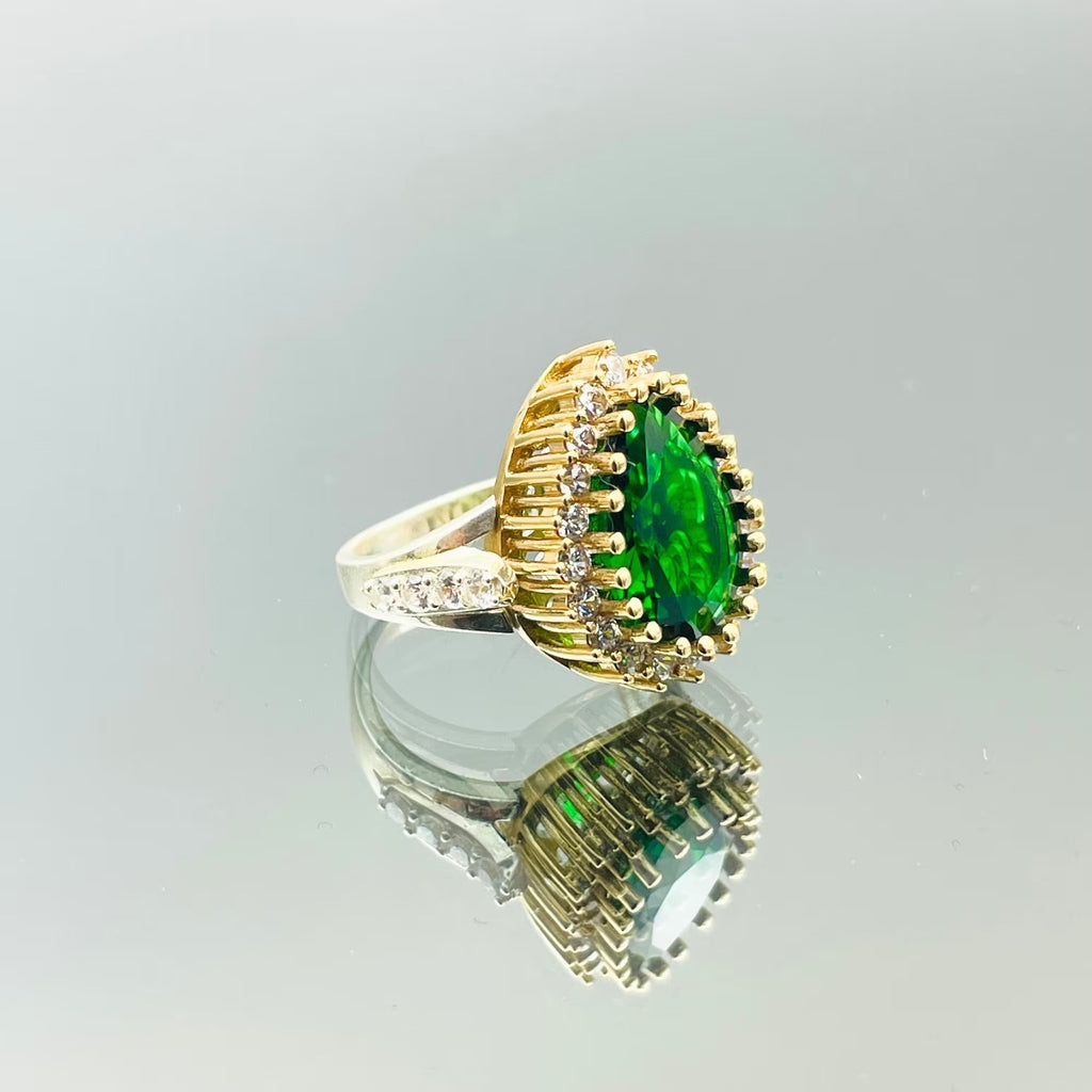 Women Emerald Silver Ring