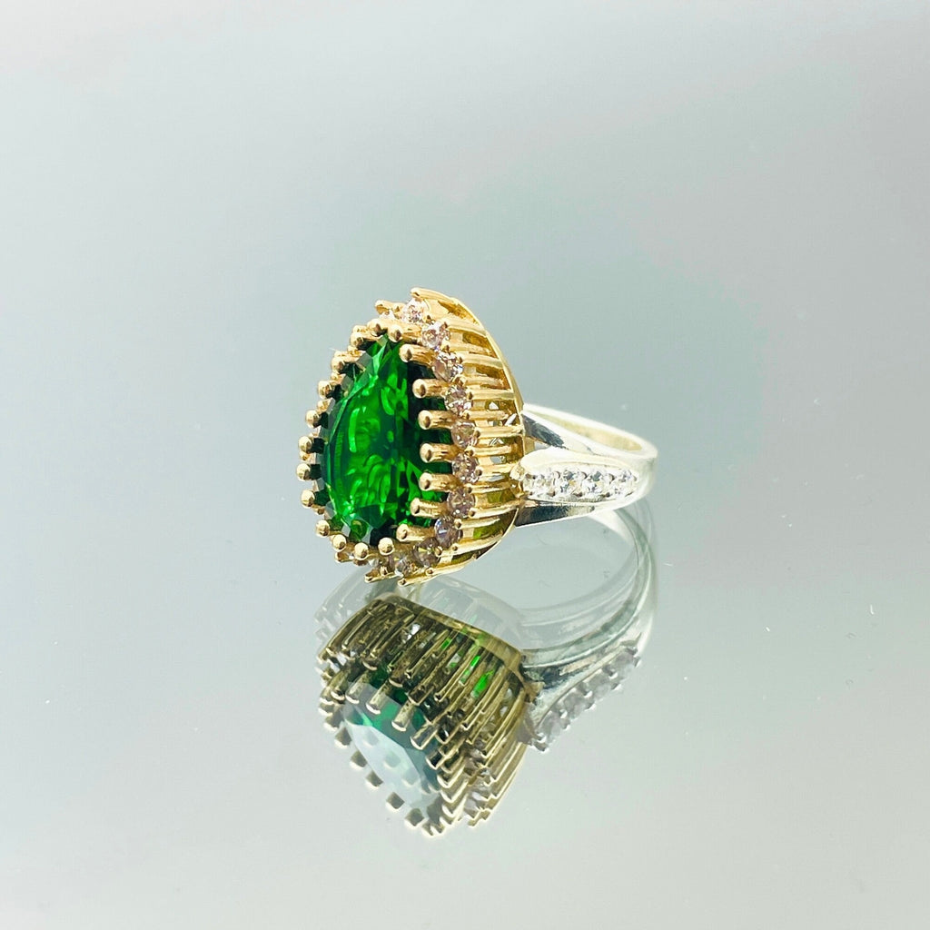 Women Emerald Silver Ring