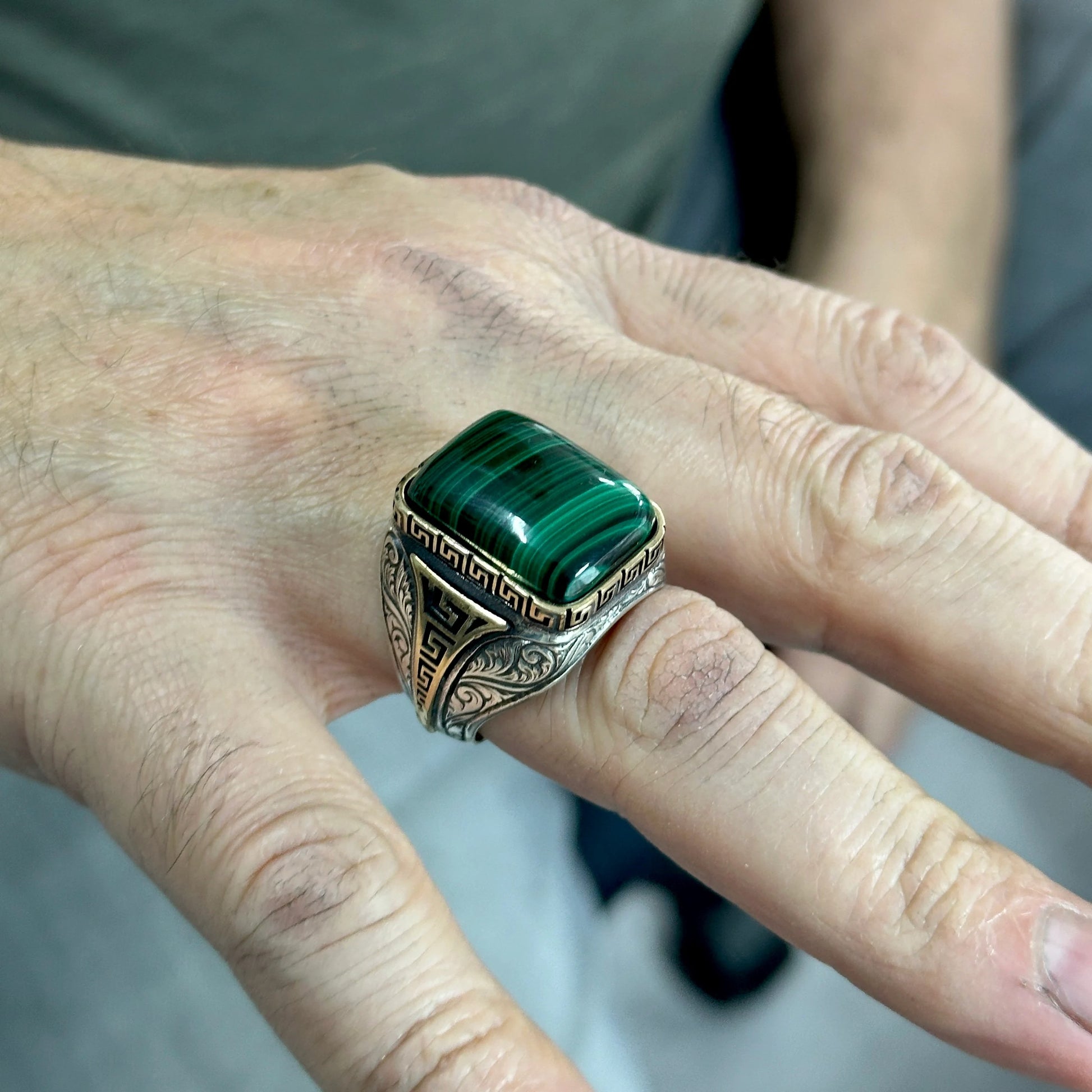 Natural Malachite Gemstone Ring
