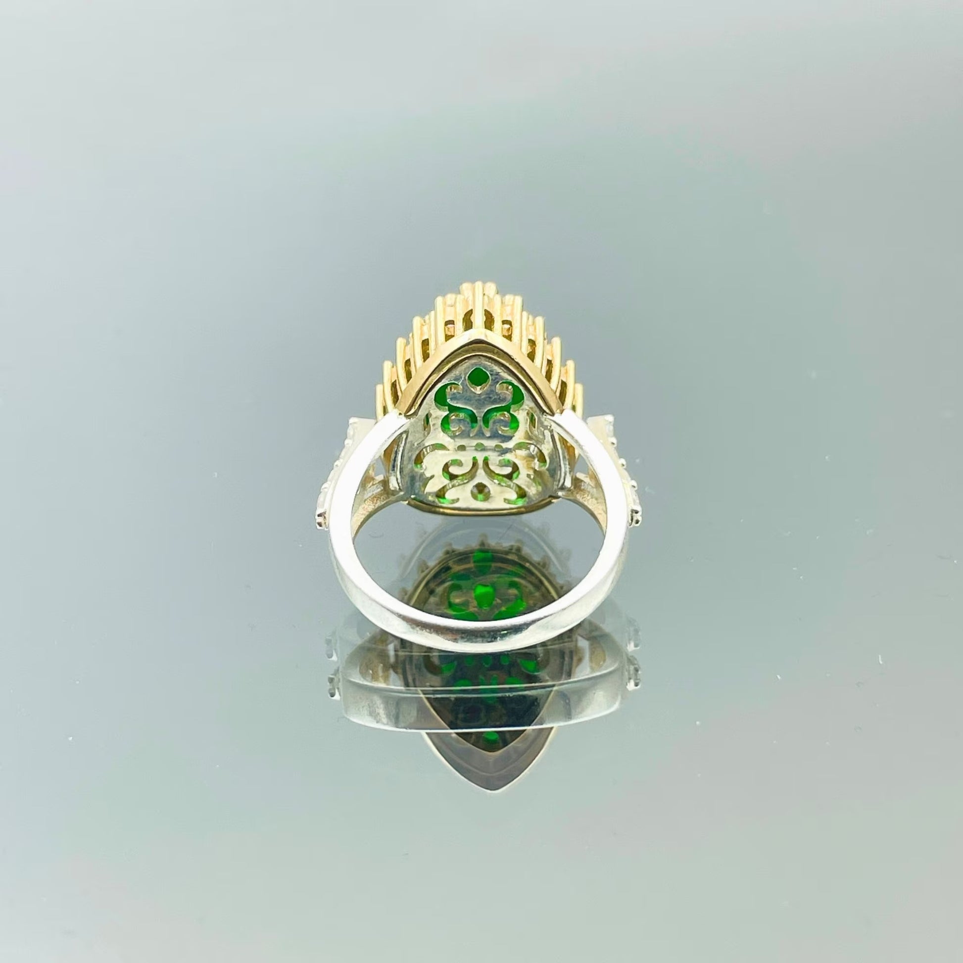 Women Emerald Silver Ring