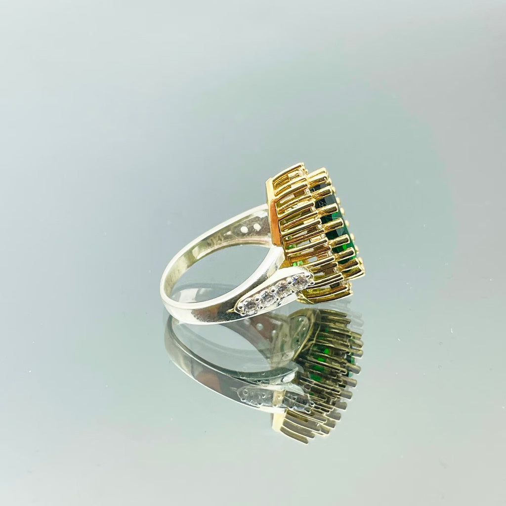 Women Emerald Silver Ring