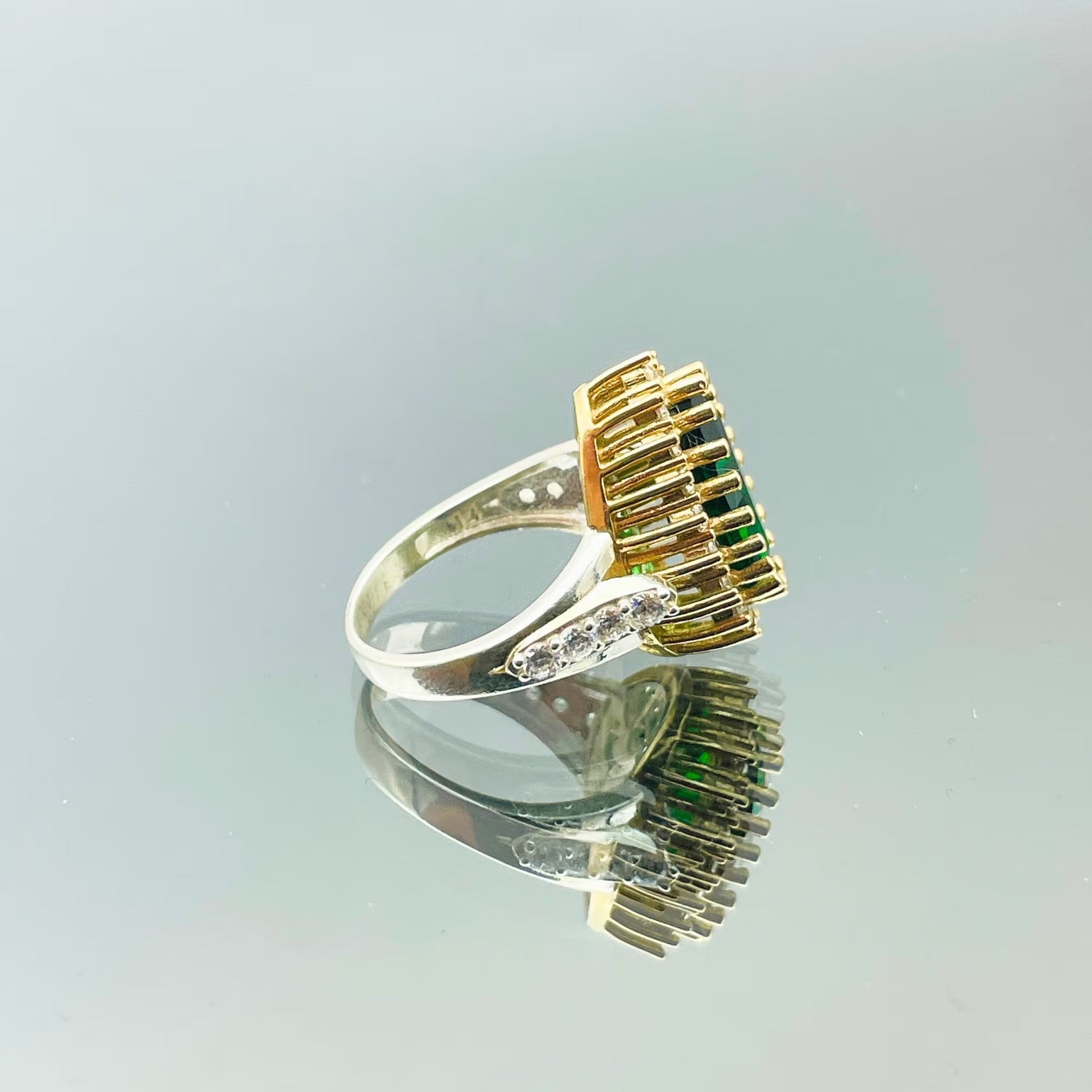 Women Emerald Silver Ring